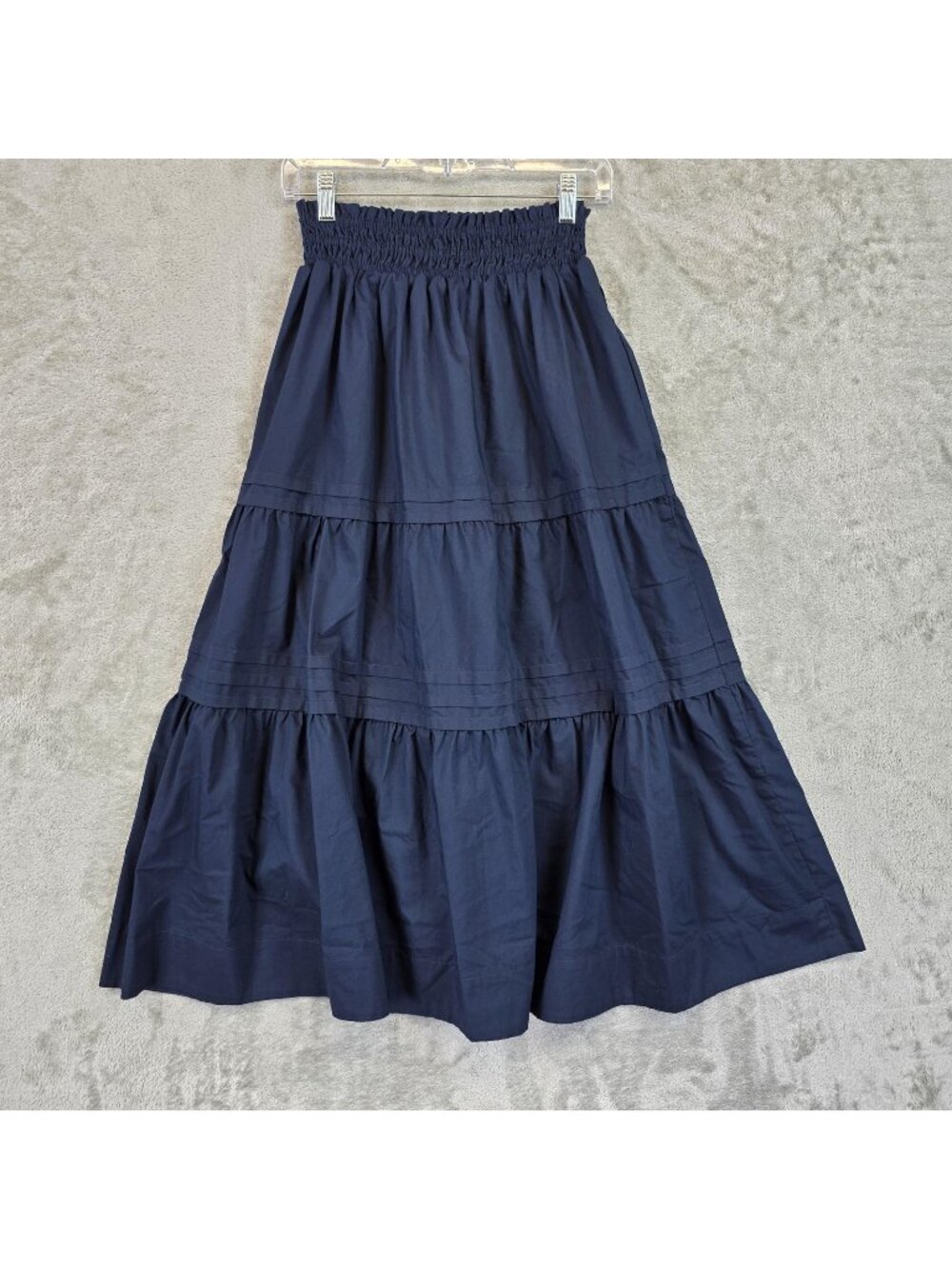 Industry Skirt Womens S Navy Blue Tiered Maxi Elastic Waist Full Boho Casual